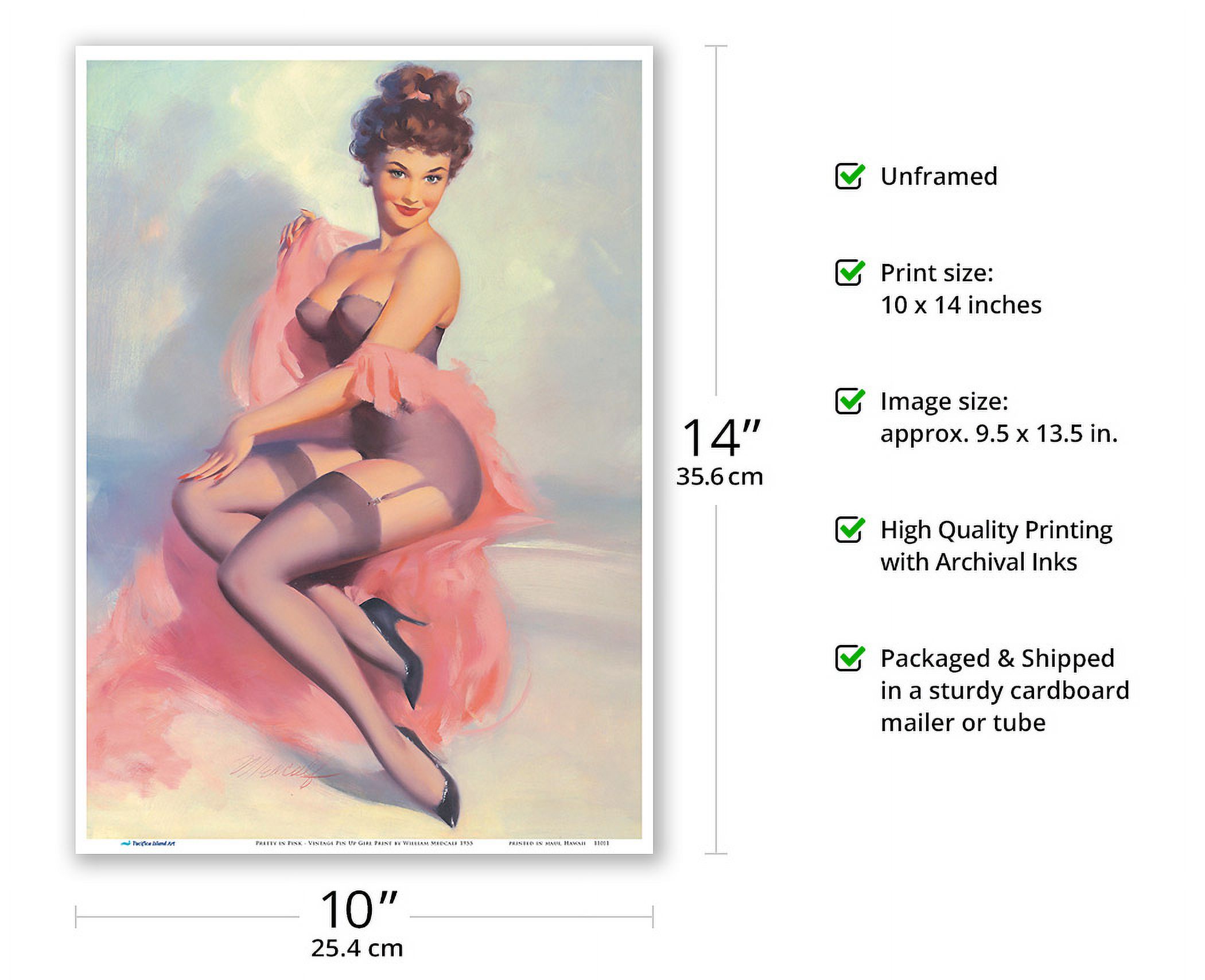 Pretty in Pink - Vintage Pin Up Girl Print by William Medcalf c