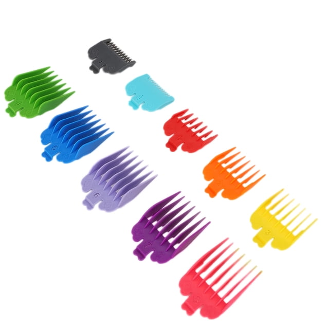 Guía de peines para cortadora de cabello BuyWeek juego de 10 guías de peines color azul claro gris Rojo naranja amarillo verde Púrpura