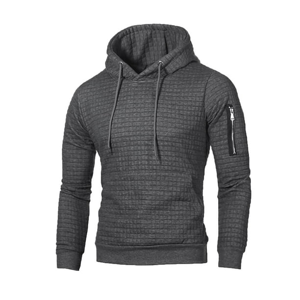 pstuiky camisa de manga larga para hombre, Sudadera deportiva informal para hombre, color liso, con cremallera, bolsillo, manga larga, con capucha camisetas de hombre l