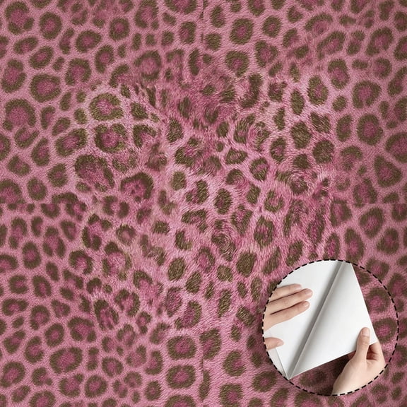 Pink Leopard Print Wallpaper, Funky Quirky Style Peel and Stick Wallpaper, Waterproof Wall Decoration for Living Room, Bedroom, Drawer, Shelf, Rental Property, Size 17.7 * 118 in