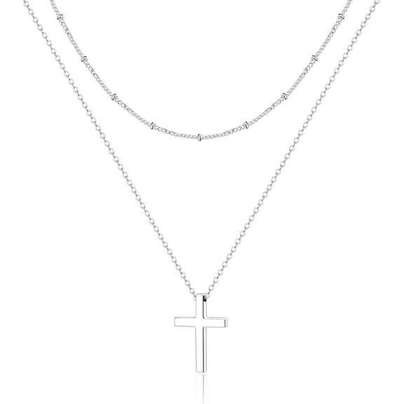 Cross Necklace For Women Dainty 14K Gold Plated/Sterling Silver Layered Cross Pendant Simple Cute Necklaces For Women Trendy Jewelry Gifts For Women[o2270]