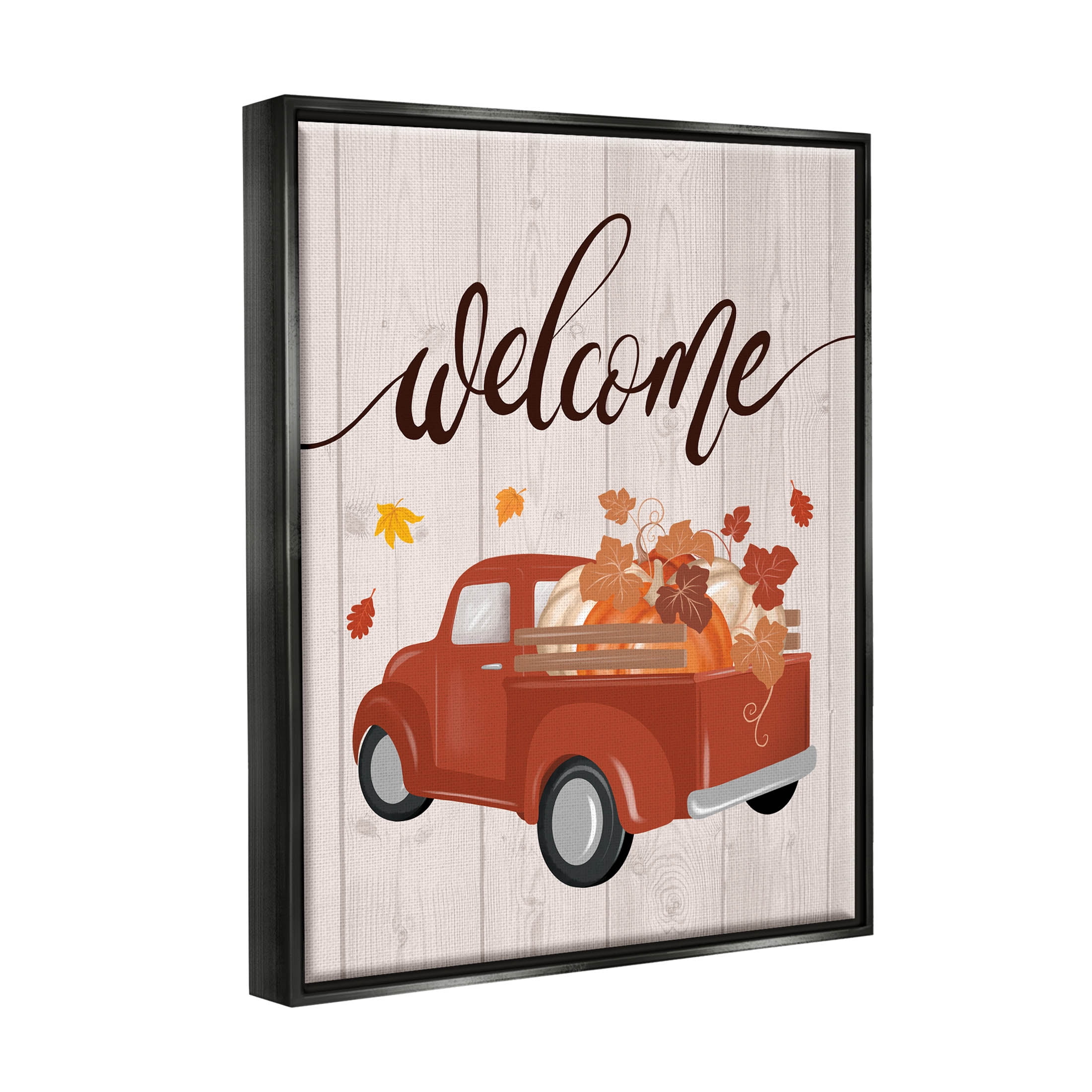 Country Pumpkin Harvest Welcome Holiday Graphic Art Jet Black Framed Art Print Wall Art