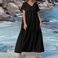 thumbnail image 2 of V Neck Irregular Hem Maxi Dress For Women Spring Summer Color Styles In Various Sizes, 2 of 5