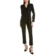 Adrianna Papell Stretch Crepe Tuxedo Jumpsuit with Sequin Lapels Black 2