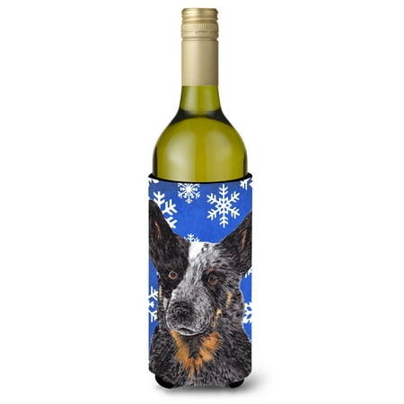 

Caroline s Treasures SC9396LITERK Australian Cattle Dog Winter Snowflakes Holiday Wine Bottle Hugger Wine Bottle