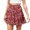 Red, variant on Women's Tennis Skirts Summer High Waist Ruffled Summer Print Floral Skirt Women Casual Beach Bohemian Short Style Blue XXL
