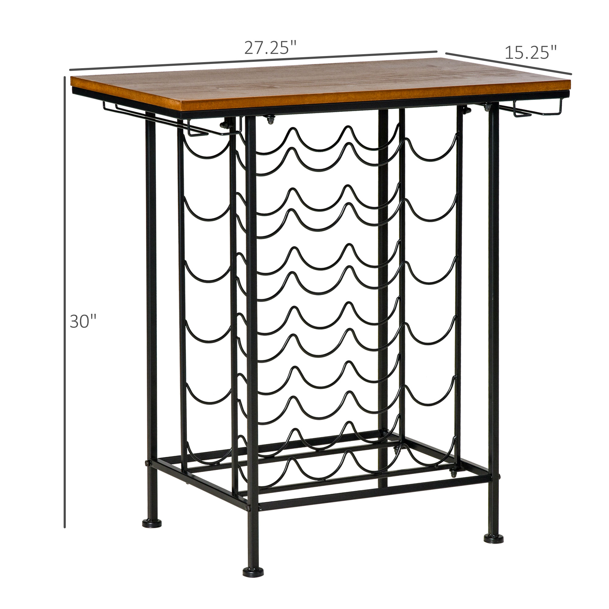 HOMCOM 28" Industrial Style 6-Tier 24 Bottle Wine Rack w/ MDF Tabletop, Natural - image 5 of 9