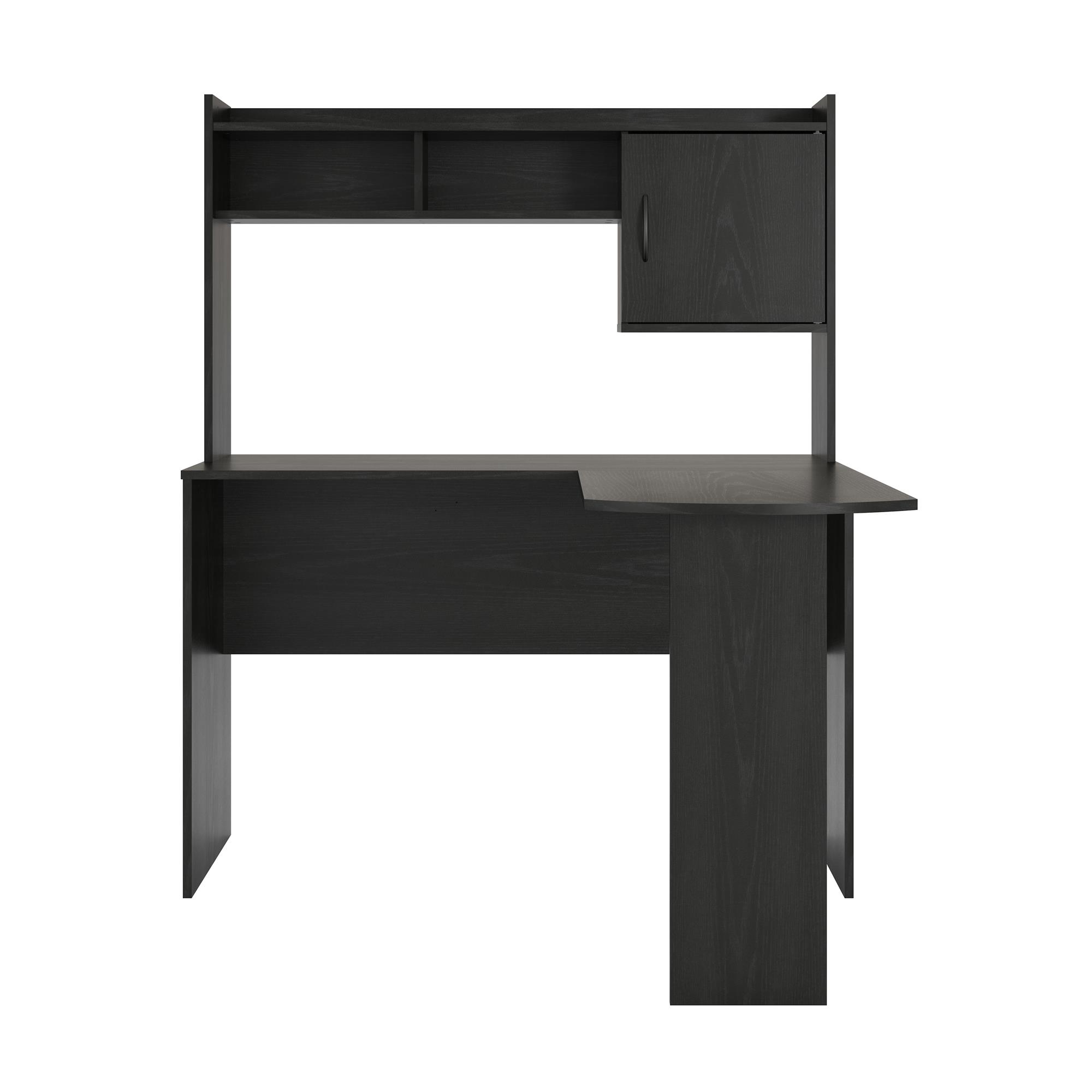 Mainstays L-Shaped Desk with Hutch, Black Oak - image 3 of 9