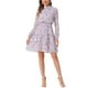 thumbnail image 2 of Vestido de gasa de manga larga con cuello de pie y volantes en capas de flores para mujer Inspire Chic XL púrpura, 2 of 6