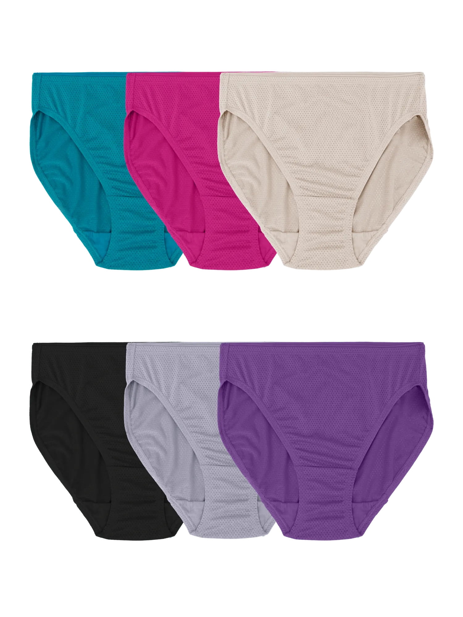 Fruit of the Loom Women's Breathable Micro-Mesh Underwear, Multiple Styles, 6-Pack, Sizes S-3XL