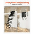 thumbnail image 4 of VEVOR Attic Ladder Wall-Mounted, 660LBS/299.4KG Capacity, Fits 9.5 to 10 ft Ceiling Height, 12-Step Steel Folding Stairs with Handrails, Pull Down Attic Ladders for Attics, Garages, Roofs, Basements, 4 of 9