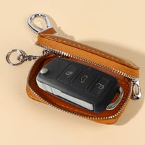 Pretyzoom Brown Zipper Key Hanging Bag Secure Storage for Car Keys