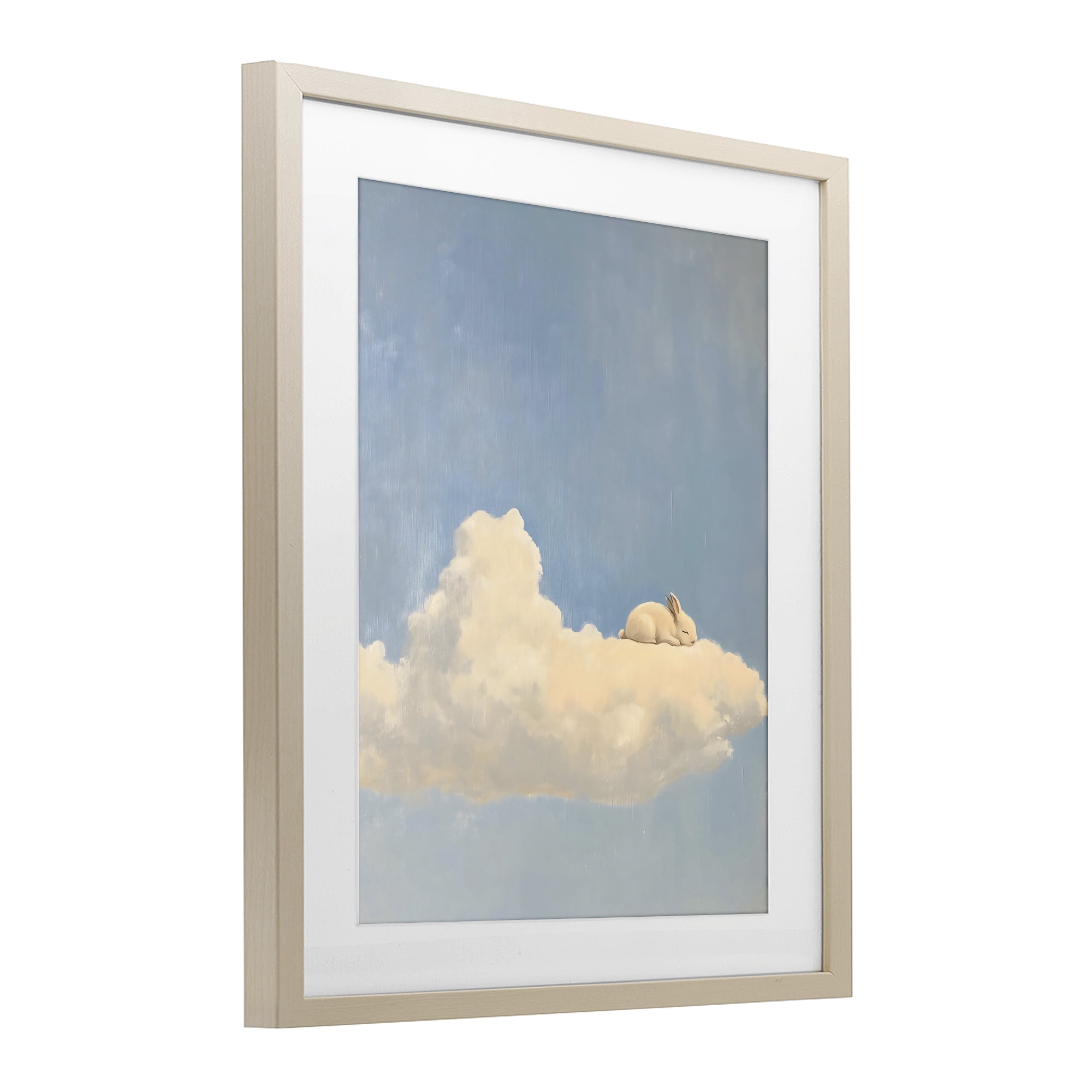 Stupell Industries Sleeping Bunny on Cloud Birch Framed Print Under Glass, design by The Prints Vibe