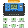 thumbnail image 3 of Controlador de carga solar, 20A 12V/24V PWM Controlador de panel solar Configuración automática Pantalla LCD ajustable(20A), 3 of 5