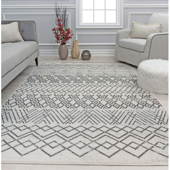 Mason Brooks Ryder KN20C Ivory Cottontail Moroccan Tribal White Area Rug, 2'6" x 4'