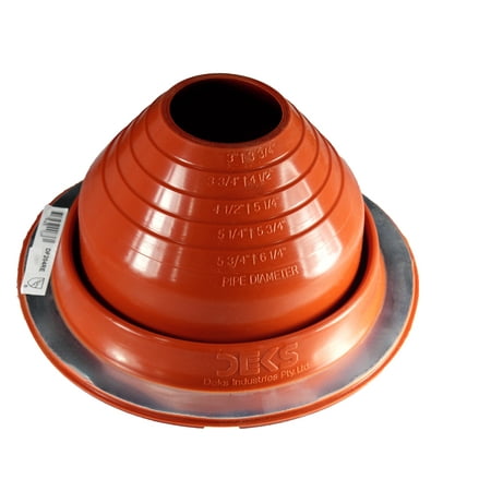 

DEKTITE 4 (DF204RE) ROUND RED High Temp Silicone Flexible Pipe Flashing (Roof Jack Pipe Boot Flashing) Dektite (for OD pipe sizes 3 - 6-1/4 )