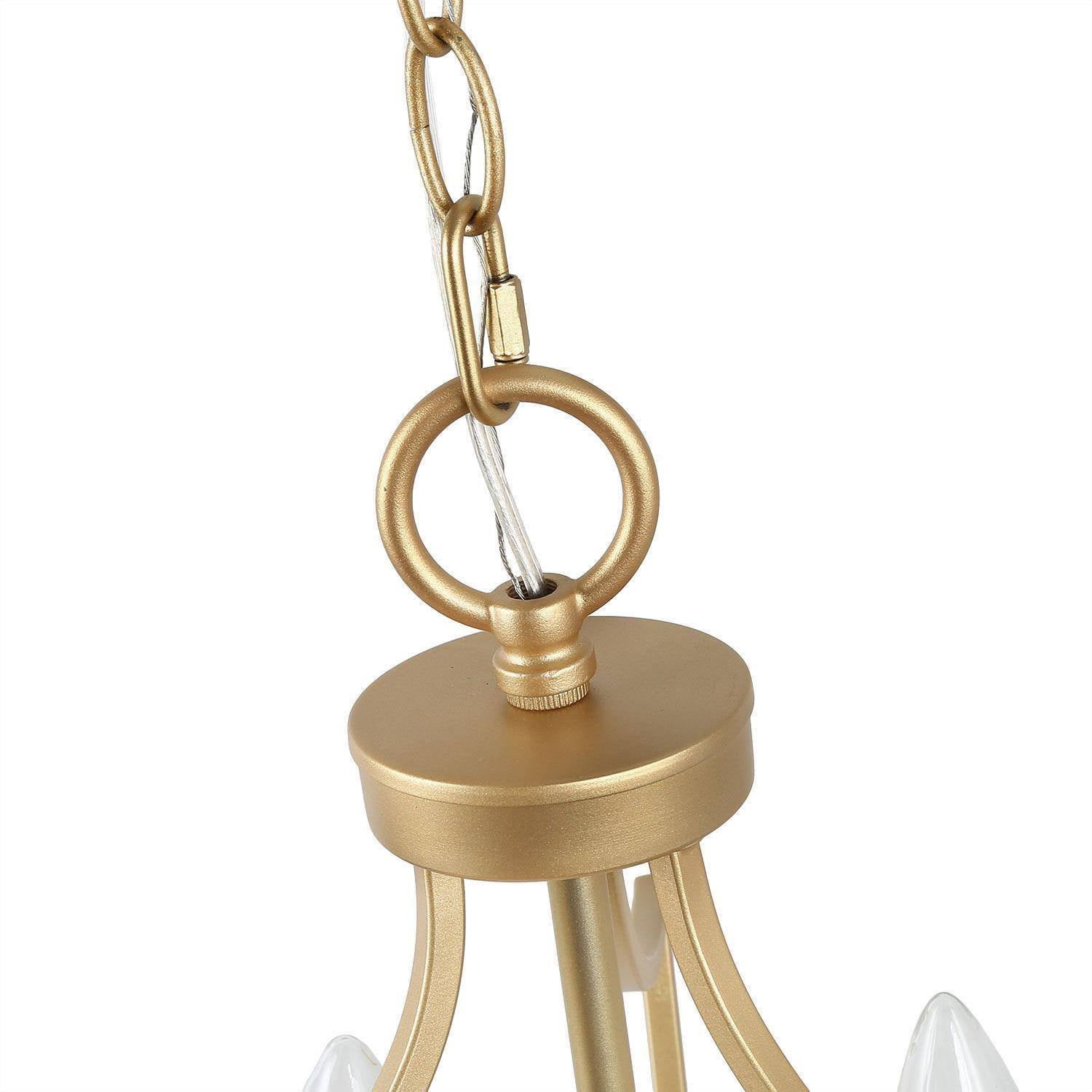 LNC 12" Gold Mini Chandelier with 3 Candles and Adjustable Chain, E12 Base, Indoor Dry Use