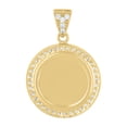 thumbnail image 2 of 10K Yellow Gold Round CZ Unisex 0.95" Diamond Cut Charm Circle Medallion Pendant, 2 of 3