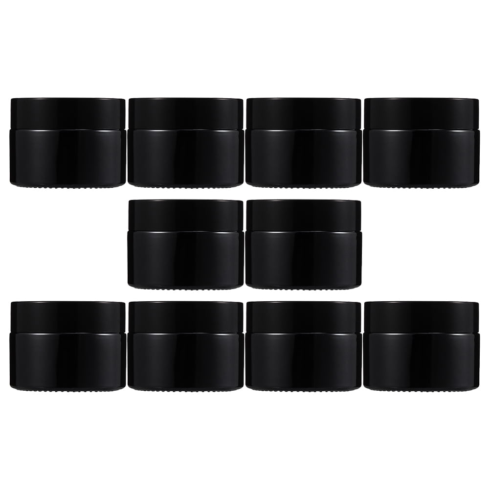 SKISUNO 10Pcs Black Glass Cosmetic Container Durable Cream Jar Packaging