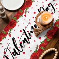 thumbnail image 3 of Valentine's Day Table Runner - 72 Inch Long Red Gnomes Roses Flowers Love Romance Cotton and Linen Blended Dress Scarves Farmhouse Table Runner for Kitchen Dining, Coffee Table, 13" x 72", 3 of 8