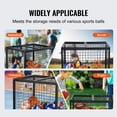 thumbnail image 6 of KFFKFF Rolling Sports Ball Storage Cart with Lockable Wheels Garages Sports Equipment Organizer for Gym, School, Club 33.5''x26''x29'', 6 of 9