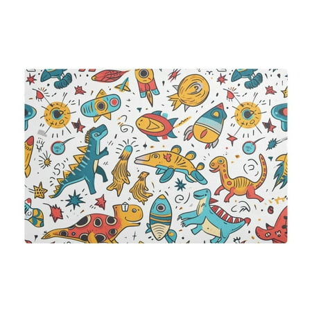 

Dish Drying Mat Microfiber Kitchen Dish Pad Counter Absorbent Drainer Rack 12 x18 Dinosaur and Rocket