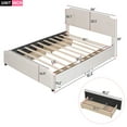 thumbnail image 5 of Upholstered Queen Size Bed with 4 Storage Drawers,Upholstered Platform Bed Frame with Stud Trim Headboard and Footboard,Velvet Queen Storage Bed for Teens Adults,Beige, 5 of 12