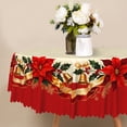 thumbnail image 4 of Vintage Christmas Poinsettia Tablecloth,60 Inch Round,Polyester Table Cover for Family Holiday Party, 4 of 6