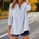 thumbnail image 1 of TaTaai Women's V Neck Flannel Top, 3/4 Sleeve Button Up Blouse, Loose Fit Plaid Casual Shirt for All Seasons Gift, 1 of 6