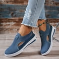 thumbnail image 3 of Women's Hollow Out Slip on Sneakers Summer Breathable Platform Tennis Shoes Lightweight Soft Sole Mesh Walking Loafers Blue Size 6, 3 of 4