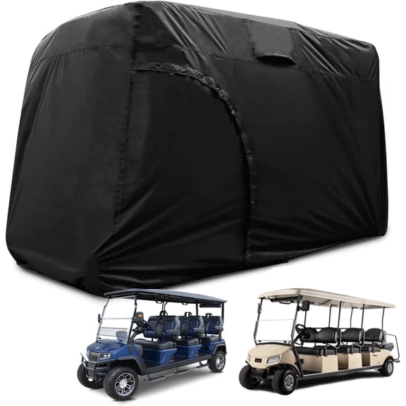 POMER Golf Cart Cover 6/8 Passenger, Golf Cart Rain Covers, Heavy-Duty All Weather Protection Cover for EZ GO Golf Cart Accessories, Outdoor Seat Covers Evolution Golf Carts(156" L x 55" W x 79" H)