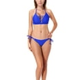 thumbnail image 3 of Sexy Women's Two Piece Swimsuit Set Bottom Halter Triangle Bikini Solid Push Up Padded Swimwear Bathing Suit Blue/Coffee, 3 of 7