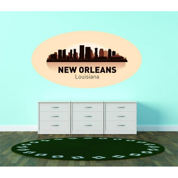Wall Design Pieces New Orleans Louisiana United States Major City Geographical Map Landmark 12x20