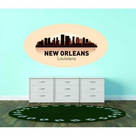 Custom City Wall Map - Custom Wall Decal New Orleans Louisiana United States Major City Geographical Map Landmark - Vinyl Wall - 12x20