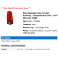 thumbnail image 2 of Right Passenger Side Tail Light Assembly - Compatible with 1988 - 2000 Chevy K2500 1989 1990 1991 1992 1993 1994 1995 1996 1997 1998 1999, 2 of 2