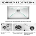 thumbnail image 4 of Izzovium 28 Inch Undermount Stainless Steel Kitchen Sink, 28"x18"x10" Single Bowl 16 Gauge Brushed Nickel, Deep Basin with Soundproof Pad & Drain Assembly, 4 of 7