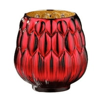 CC Home Furnishings 6" Red Geometric Pattern Glass Pillar Candle Holder