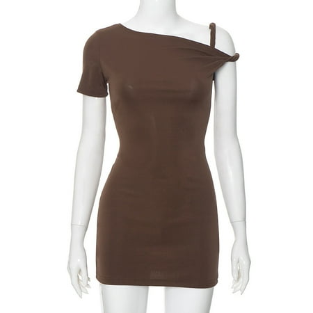 XiaoBanDeng Summer New Shoulder Sexy Bag Hip Asymmetric Dress