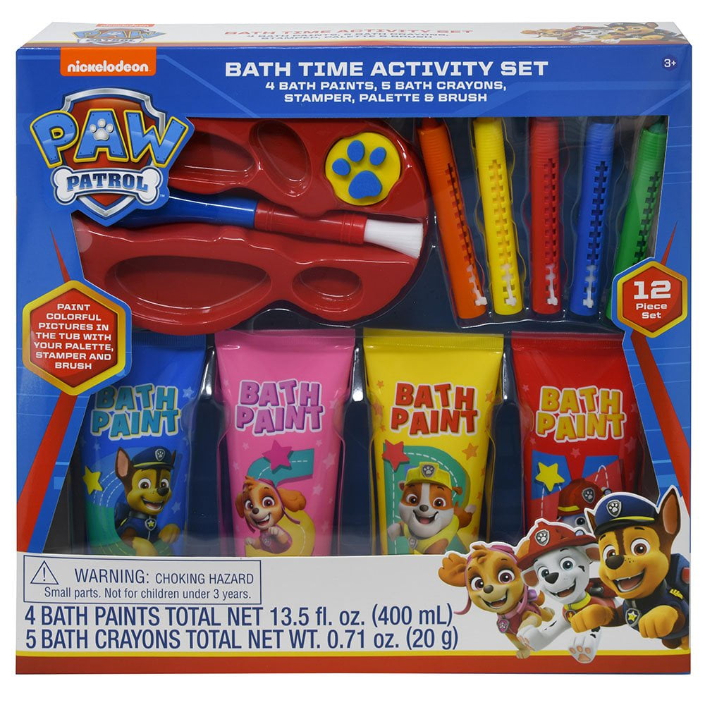 Paw Patrol Bath Time Activity Set in Box, 12 Pcs Bath Set for Kids Age 3+