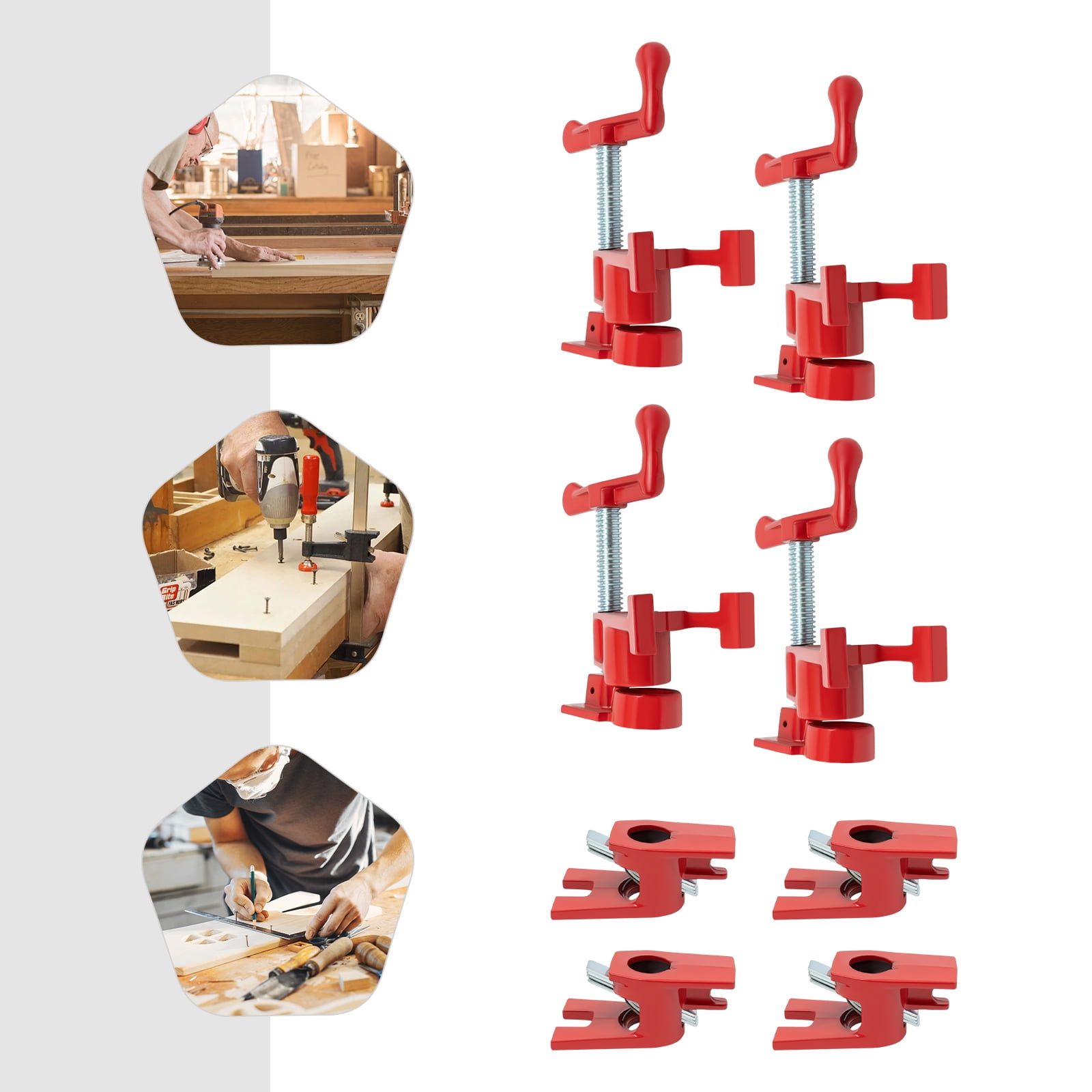 Wood Clamps Set – Heavy-Duty Cast Iron Pipe Clamps for Woodworking, 4-Piece Quick-Release Clamping Tools for Cabinets, Boxes, and Furniture Assembly