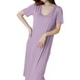 thumbnail image 2 of Endives Women's Soft Nightgown Sleep Dress Summer Short Sleeve Comfy Sleepwear With Built In Bra Nightgowns, 2 of 6