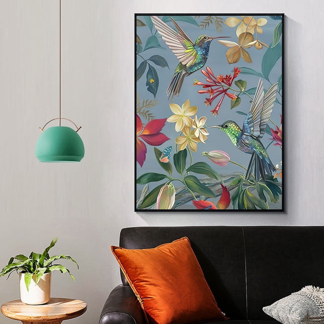 (30 × 40 cm) Impresiones sin marco, pájaros simples, flores, plantas, sala de estar abstracta, dormitorio, decoración de porche, núcleo de lona, marco interior para colgar