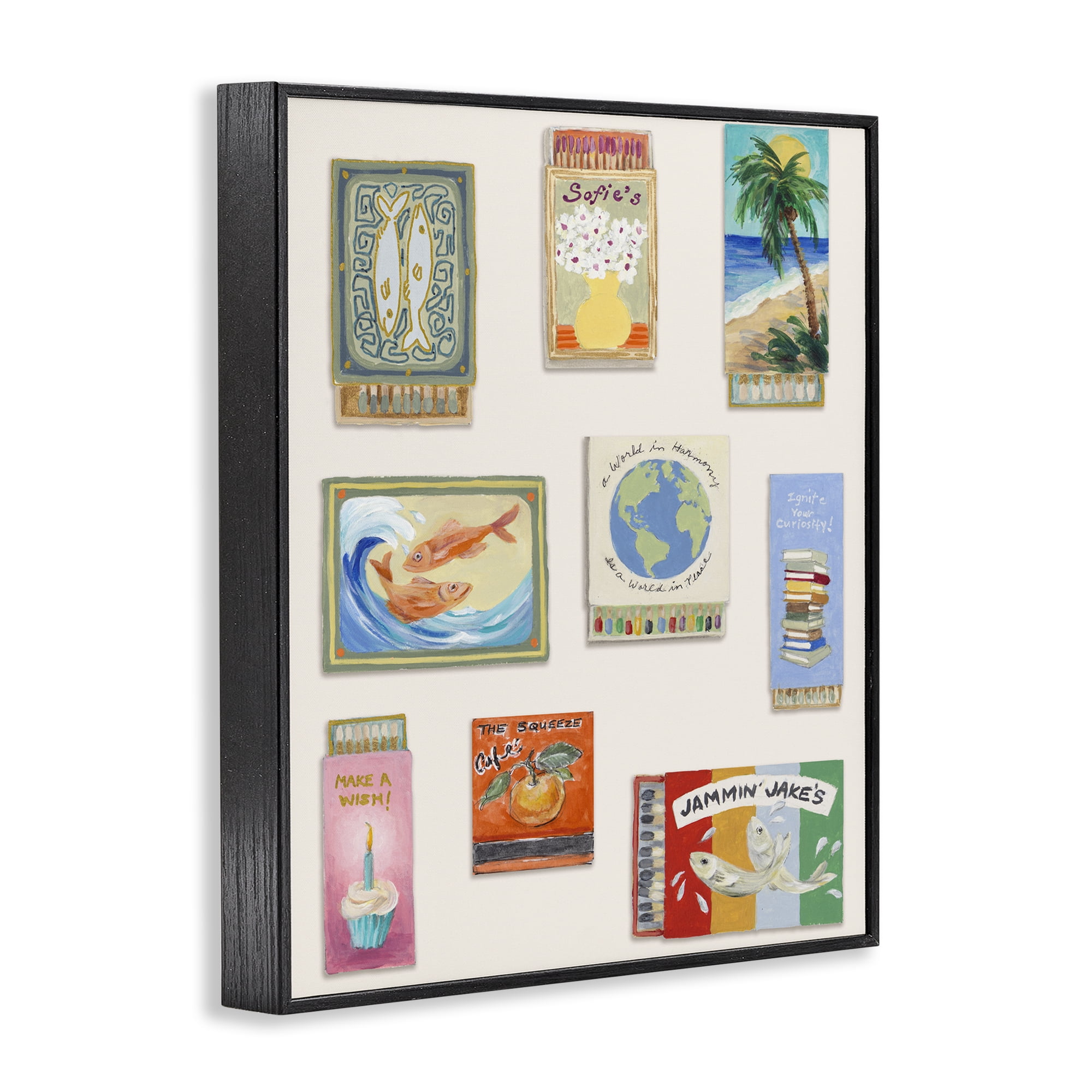 Stupell Industries World Matchbox Collection Black Framed Giclee Art, design by Lanie Loreth