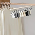thumbnail image 4 of Space Saving Hanging Closet Organizer with 10 Metal Clips, Pants Hangers with Clothespins for Jeans Skirts Socks, Hat Scarf and Pant Hangers for Closet Storage,Light Blue, 4 of 8