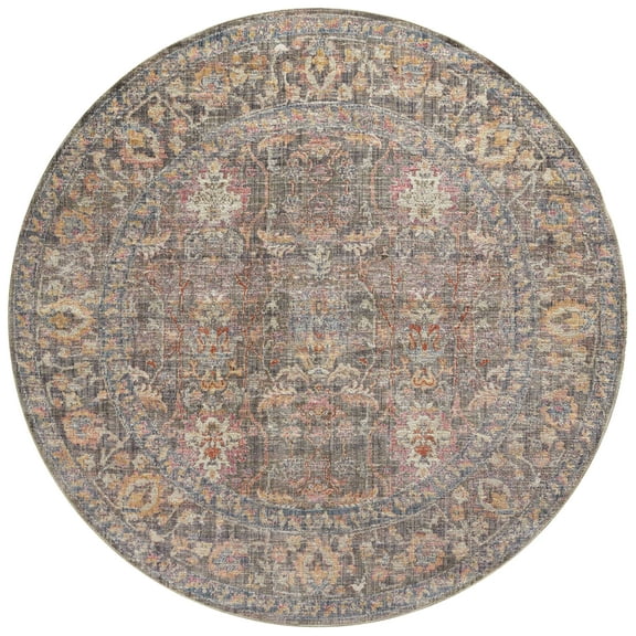 Chris Loves Julia x Loloi Rosemarie Stone/Multi 5'-0" x 5'-0" Round Area Rug