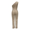 thumbnail image 3 of Gibobby pantalones de lentejuelas novedoso para mujer, moda Sexy, sin espalda, cuello en V, lentejuelas, cremallera, pierna ancha, pantalones informales para mujer, en Stock(Rosa Dorado， M), 3 of 4