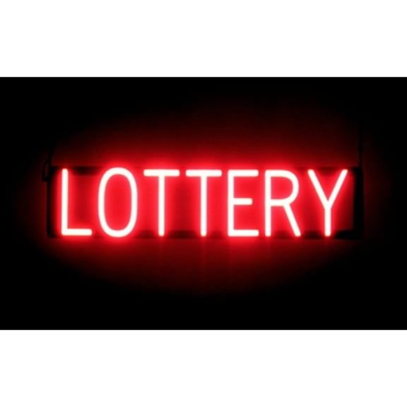 SpellBrite LOTTERY LED Sign for Business. 25.4" x 6.3" Red LOTTERY Sign Has Neon Sign Look With Energy Efficient LED Light Source. Visible from 500+ Feet, 8 Animation Settings.