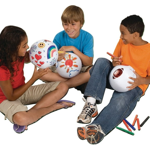 S&S Worldwide Color-Me 12" Beachball. Color and Play Fun for Kids Parties and Group Activities. Pack of 12  Makes a Great Party Activity and Party Favor for Birthday Parties and Events.