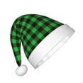 thumbnail image 2 of Fuzoiu Buffalo Plaid Green Black Print Santa Hat Christmas Hat for kids,Santa Hats with Pompom, Unisex Xmas Holiday Hat for Christmas New Year Festive Party Supplies, 2 of 6