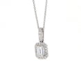 thumbnail image 2 of 0.76 CTW DEW Emerald Near-Colorless Moissanite Halo Necklace in 14K White Gold, 2 of 2